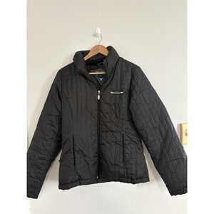 First Down Jacket Mens Large Black Quilted Down Puffer Zip Pockets Insulated